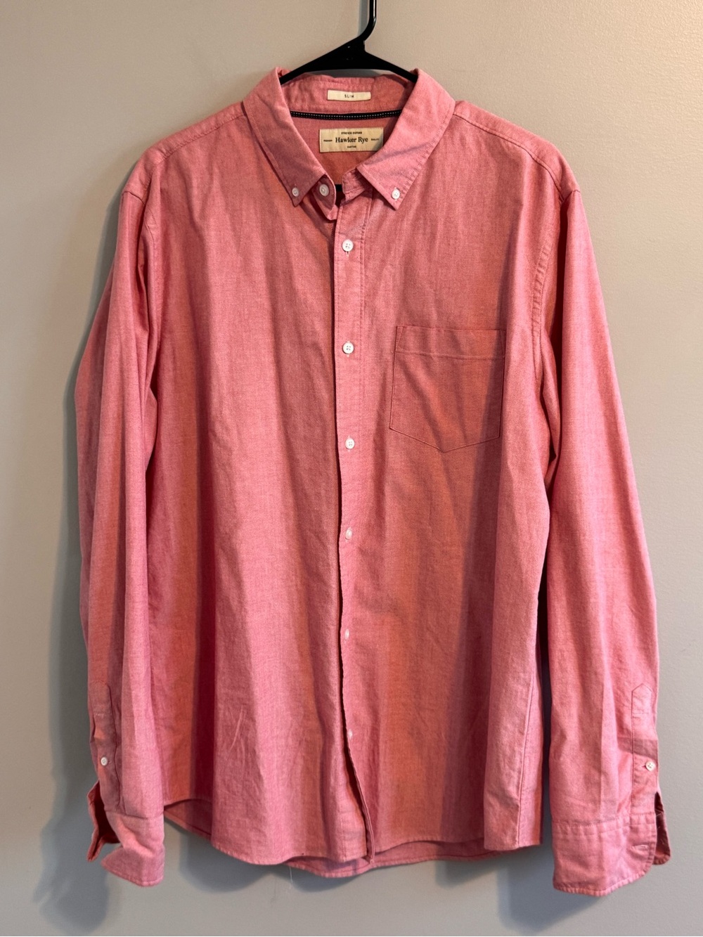 Hawker Rye Men’s L Slim Fit Stretch Oxford Red Long Sleeve Button Down